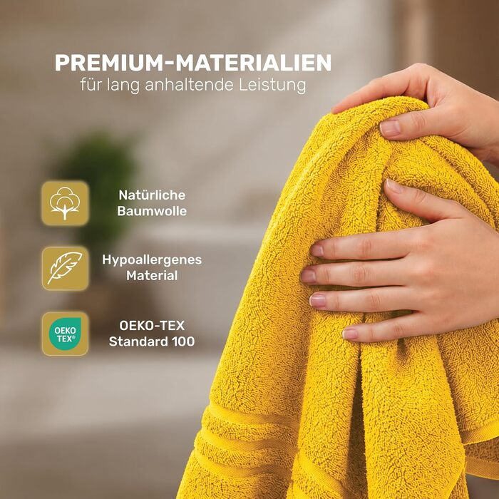 Набір махрових рушників Lavea Elena (4 шт.), 100% бавовна, гігроскопічні та м'які, жовті, 50x100 см