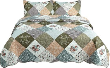 Комплект літньої постільної білизни Marina Decoration з принтом та тисненням, ультрам'який, 3-частинний комплект з 2 наволочками, в клітинку, розмір King