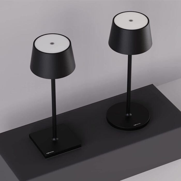 Стильна LED-лампа Stilosa на акумуляторі, бездротова, диммер, сенсорне управління, USB-C зарядка, для дому та на вулицю, квадратна база (30 см), чорна