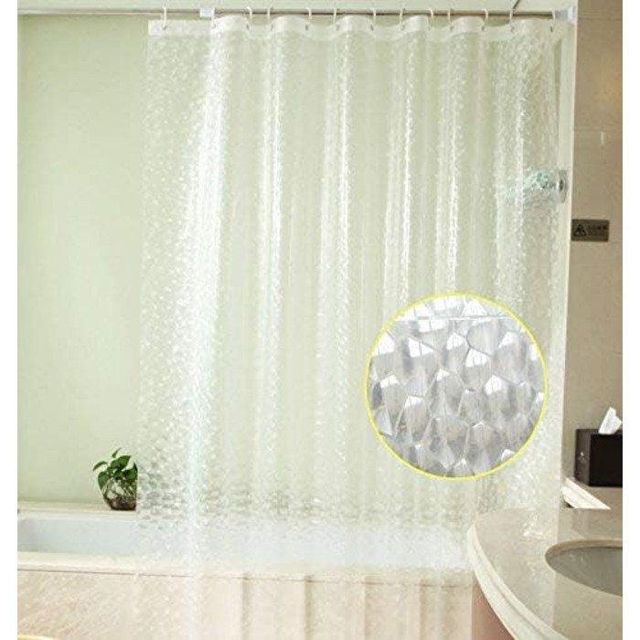 New Shower Curtain, Eva, thick, transparent, waterproof, mildew-resistant, bathroom curtain – 180 x 200 cm