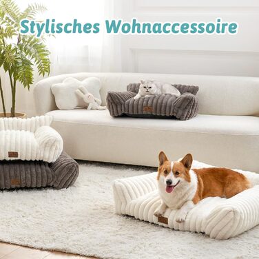 Килимок для котів XL, сірий, 80x60x33 см - м'яке ліжко-софа для котів та собак, зручне та легке у догляді