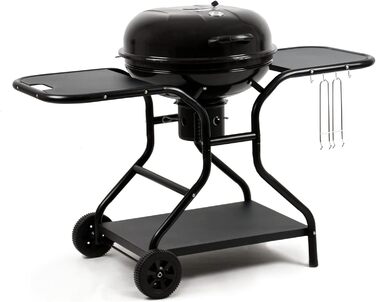 Кульовий гриль BBQ-Toro Ø57 см з полицею та підйомником решітки, для барбекю, круглий вугільний гриль з кришкою, площа грилю Ø54,5 см