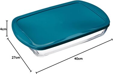 Форма для запікання Pyrex FTE RECT PX 40x27 см, 4,5 л, боросилікатне скло, зелена