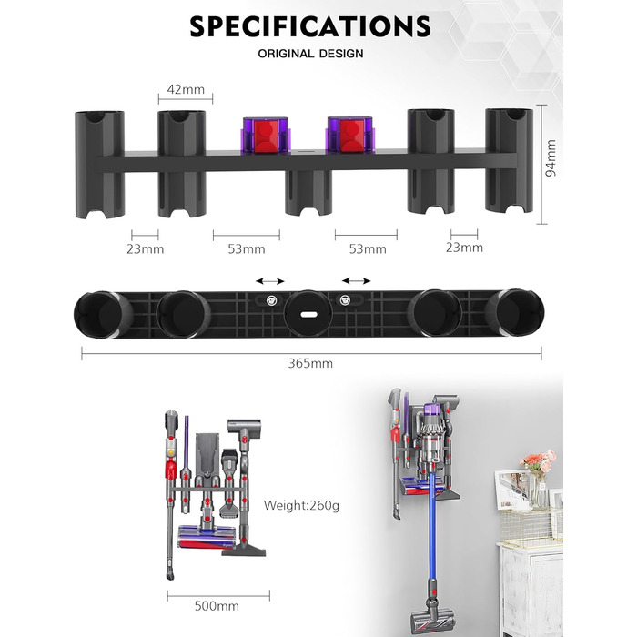 Кріплення для пилососа Dyson V7 V8 V10 V11 V12 V15 - настінна підставка, аксесуар