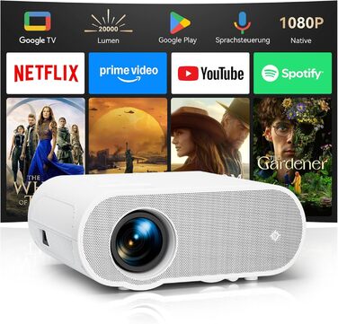 Beamer Beamer C10: 4K LED проєктор для дому з Google TV, Play Store, 1080P, сумісний зі смартфоном/ноутбуком/HDMI
