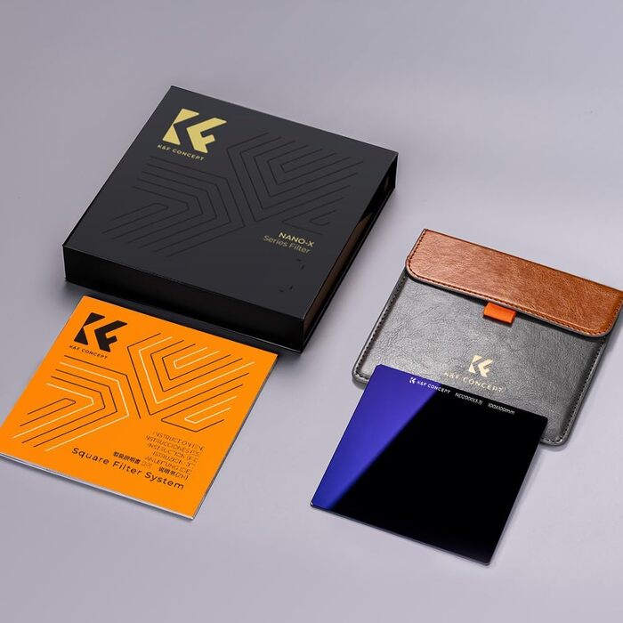 Набір фільтрів K&F Concept Nano-X: квадратний фільтр, фільтротримач, 8 адаптерних кілець (ND2000)