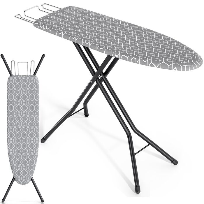 Відкидна гладильна дошка KINGRACK з регулюванням висоти, стабільний стійкий стіл для прасування з металевим каркасом, 33 x 110 см (Сірий)