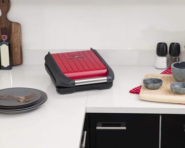George Foreman Compact Steel Grill & Panini Press - 24x17cm - 3 Portions - Reduces Up to 42% Fat