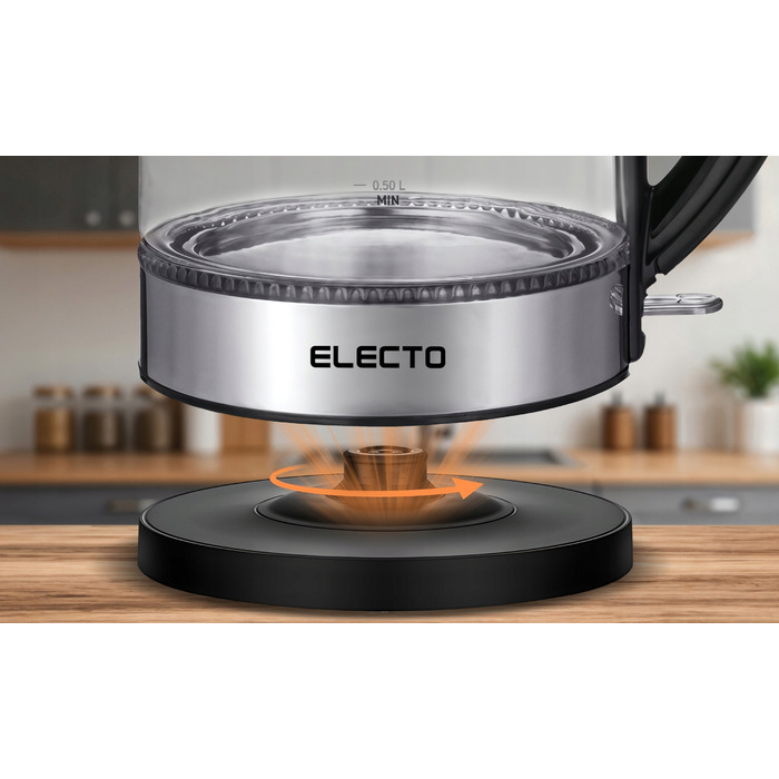 Електричний чайник Electo 1,7 л, 1800 Вт, сталевий, з LED-підсвіткою
