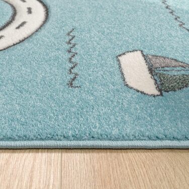 Дитячий килим TT Home Джунглі Зоо Тварини Жираф Змія Лев Мавпа Зелений 140x200 см (круг 120 см, блакитний візерунок)