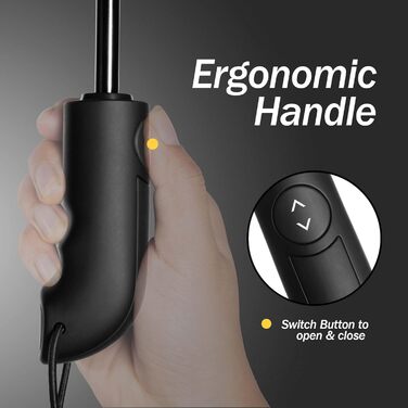 Чоловічий складаний парасоль від дощу Conlun Kompakter, штормостійкий, 127 см, чорний