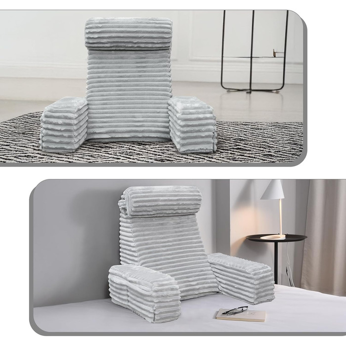 Подушка для спини ENITYA для читання та відпочинку в ліжку, сірого кольору