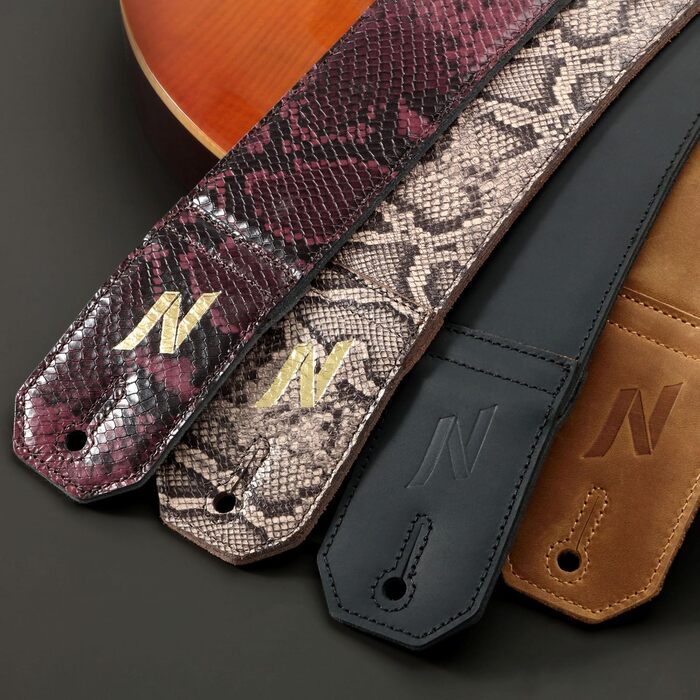 Накладки на гітару Nefelibata: шкіряний ремінь для бас-гітари, електрогітари та акустичної гітари (жовтий, тиснення Сахара)