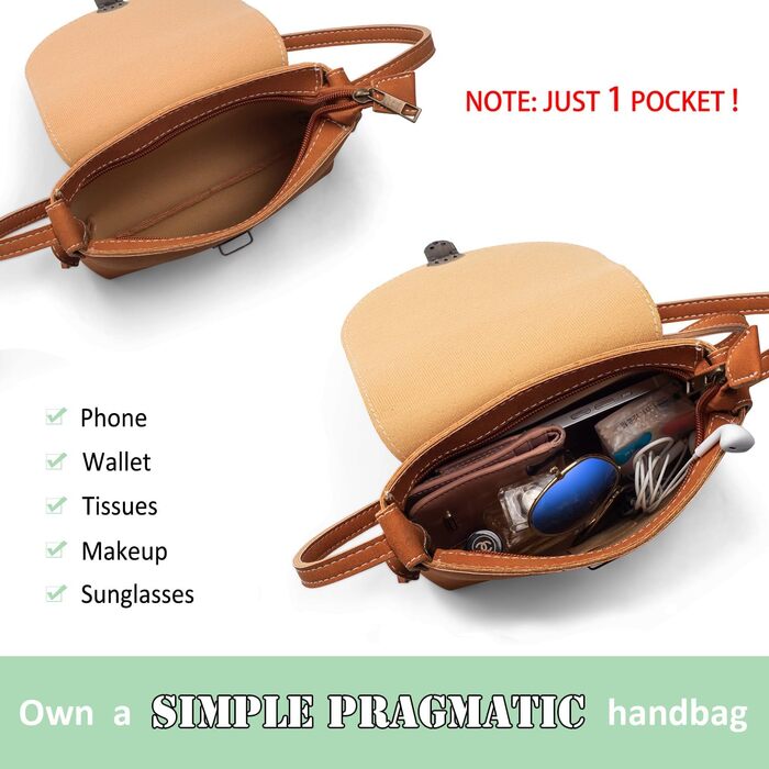 Маленька сумка через плече жіноча з замком, екошкіра, коричнева кросбоді для дівчат, сумка для телефону