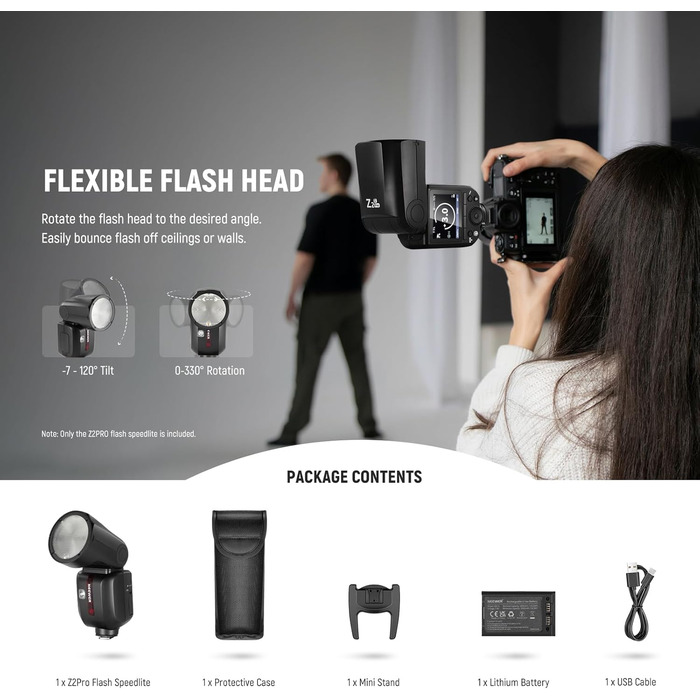 NEEWER Z2-N: Світловий проблиск Speedlite 2.4G TTL для Nikon з моделюючою лампою, швидким перемикачем TCM, HSS 1/8000s, акумулятор 2600mAh