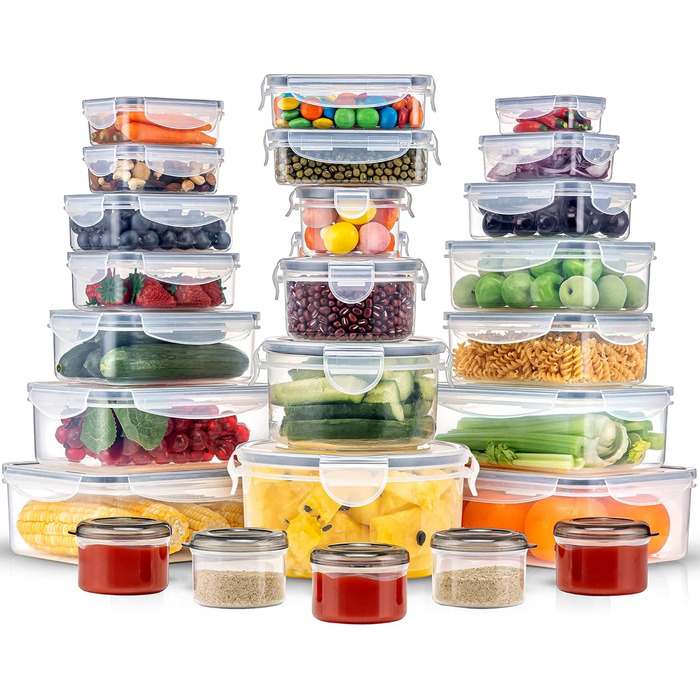 50 контейнерів для зберігання продуктів | Герметичні, BPA-free, для Meal Prep | Можливе використання в морозилці та мікрохвильовці