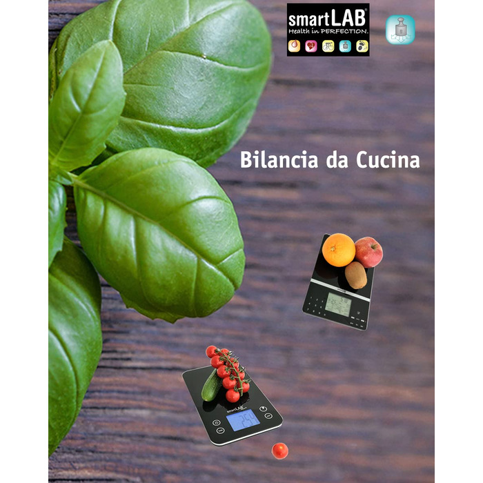 smartLAB Nutritional Analysis Scale - 5kg | Digital Food Scale with Food Nutrition Scale | Smart Kitchen Scale Diet Scale Black for Diabetics