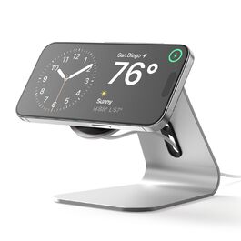 Підставка для зарядки MagSafe Elago MS4 з алюмінію, сумісна з iPhone 17/16/15/14/13/12, підтримка Standby (iOS 17) [Зарядний пристрій не входить] (Срібло)