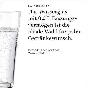 Zwiesel Glas Water Glass Together 0.5L (Set of 4), beautifully shaped drinking glasses, dishwasher-safe Tritan crystal glasses, Made in Germany (Art.-Nr. 122343)