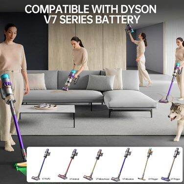 Запасний акумулятор для пилососа Dyson V7, 8000 mAh, сумісний з моделями Motorhead Pro Absolute, Fluffy, Car + Boat, Mattress, Motorhead, Allergy, Wireless, 229687 та іншими