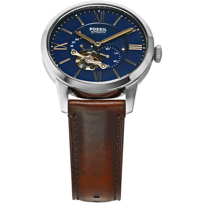 Годинник Fossil Townsman для чоловіків, механічний з автопідзаводом, 44 мм, блакитний, сталевий або шкіряний ремінець