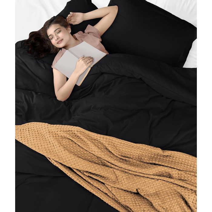 Комплект постільної білизни Utopia Bedding: ковдра 203x228 см, 2 наволочки, чорний, мікрофібра