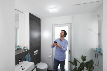 LEDVANCE Smart LED Bathroom Lamp white, 1200LM, 3000-6500K, 300mm x 70mm, IP44, Orbis Bath Bathroom Light with Wifi Technology, dimmable, controllable via App and Voice Assistants (White, 28 x 10 cm, Aqua)