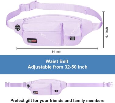 MAXTOP Поясна сумка на пояс для чоловіків та жінок, водонепроникна, для подорожей, фітнесу, йоги, бігу (фіолетова)