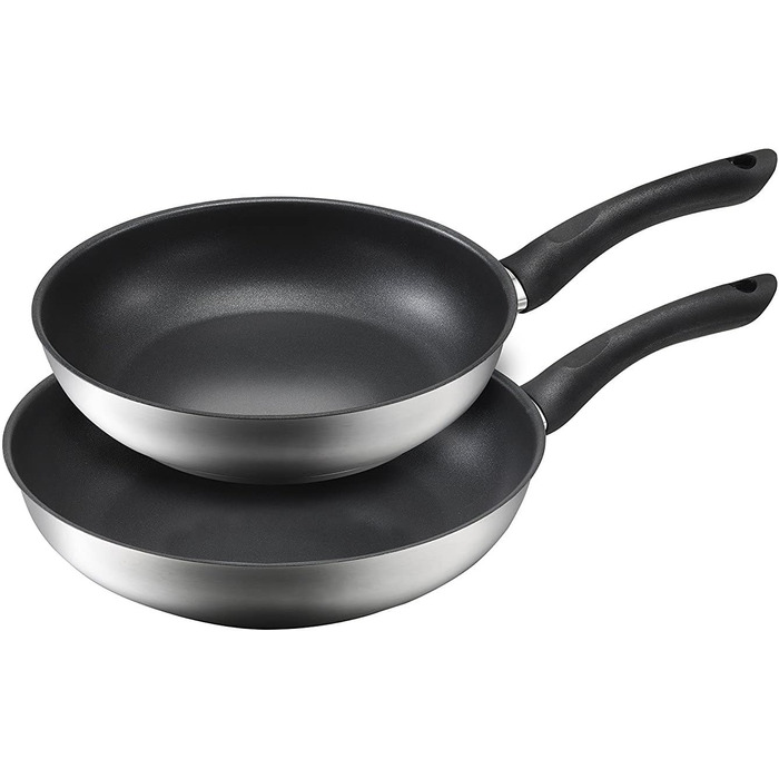KOPF Frying Pan Set Alfons (Ø 24 + 28 cm) Stainless Steel Frying Pans Induction with Teflon Non-Stick Coating, 2-Piece Set