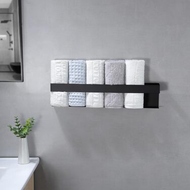 Тримач для рушників ZUNTO без свердління, для гостей, стійкий, нержавіюча сталь, 40 см, чорний