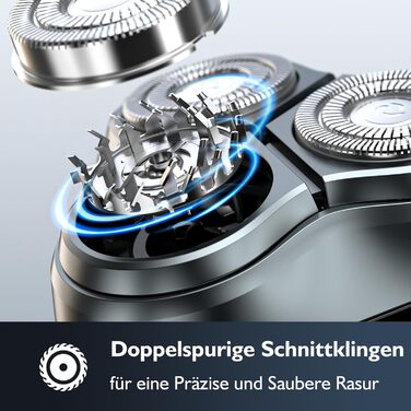 Електричний чоловічий бритва: бездротовий ротаційний бритва з LED-дисплеєм, IPX7, вологостійкий (сріблястий) H9