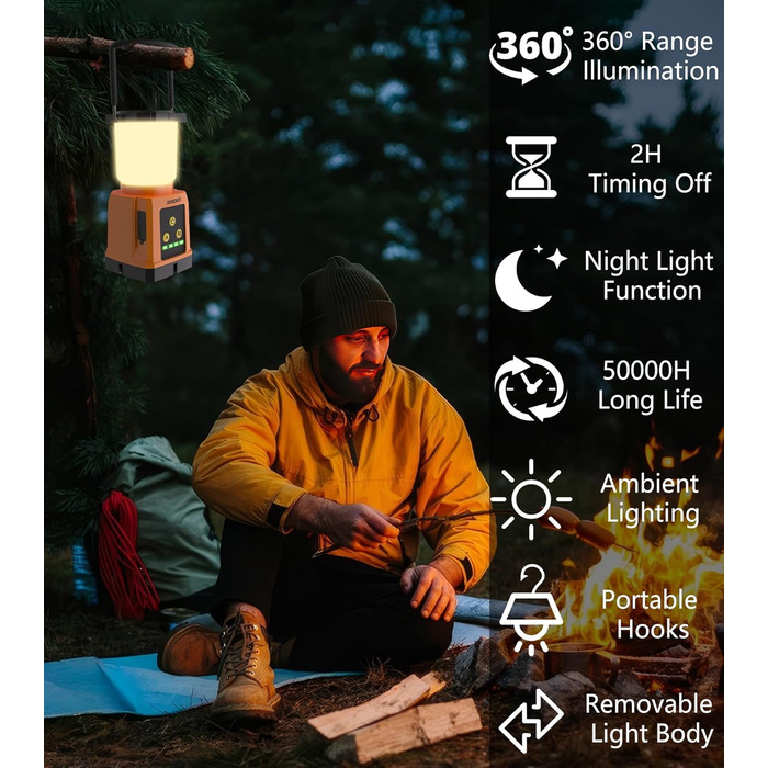 CRODIAL LED Camping Lantern Rechargeable, Camping Essentials 5000mAh Power Bank, Waterproof Camping Tent Light, Lanterns for Power Outages, Hurricane, Emergency, Hiking, Outdoor