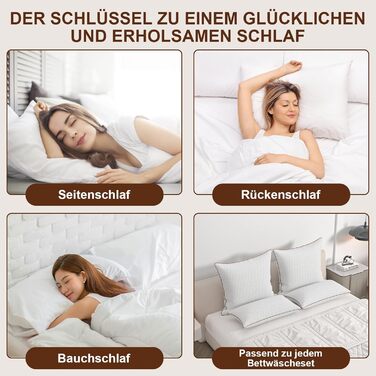 ALOTCHE Pillow 80 x 80 cm, Set of 2 Pillows with Zip, Microfibre Filling Pillow with Removable Bamboo Fibre Cover, Washable Soft Pillows for Bed, Sofa Cushion and Decorative Cushion for Couch or Bed