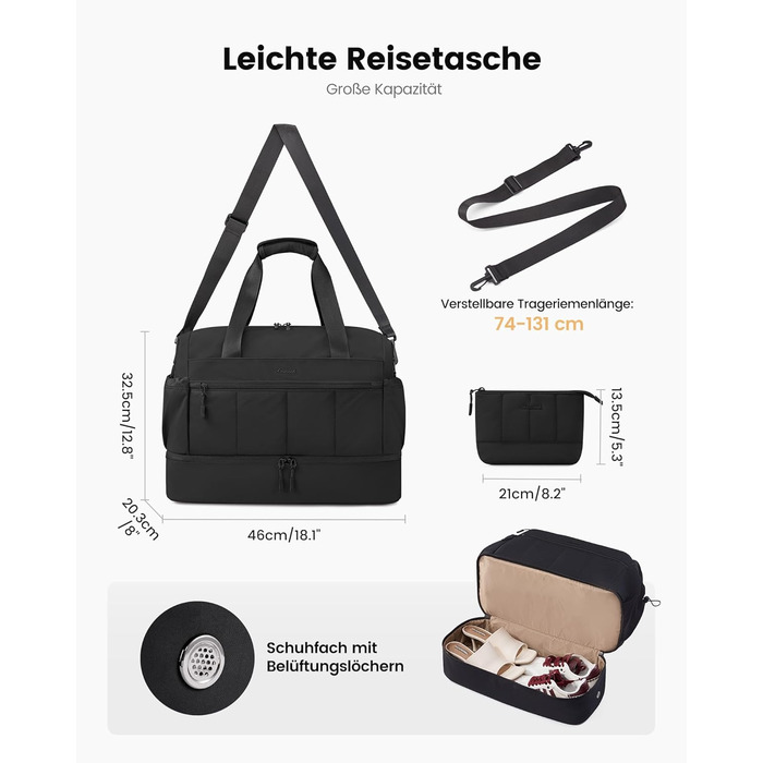 Сумка-валіза LOVEVOOK для жінок, легка клінічна/пологова сумка, спортивна сумка-дуфл, валіза для подорожей, ручна поклажа, водонепроникна з відділенням для взуття, бежева, M-30L