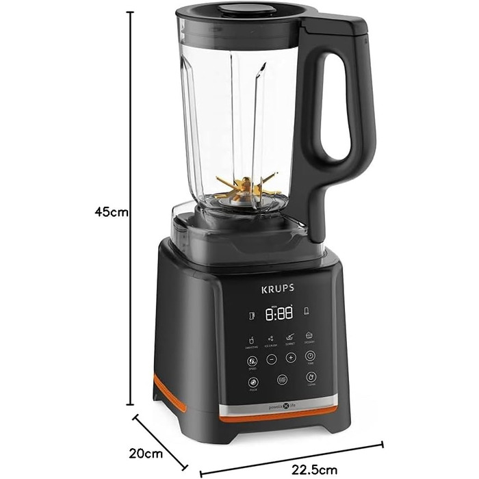 Krups Highspeed Stand Mixer InfinyMix KB9158 | 1600 W | 5 automatic programs + manual setting | Tritan container | includes recipe booklet | Smoothies, Shakes, Crushed Ice | Black