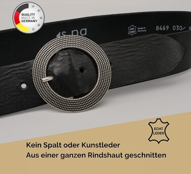 Жіночий шкіряний ремінь AnnaMatoni 4 см, Німеччина - класичний дизайн, натуральна шкіра, нікелестійка пряжка (95 см, чорний)