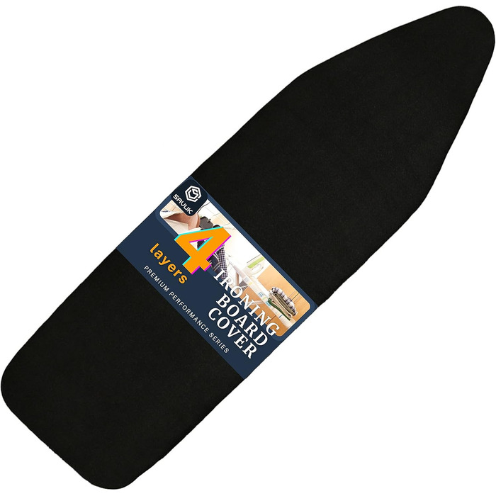 SAVUK Гірчичний чохол та подушка для прасувальної дошки з силіконовим покриттям, 4 шари, 38.1 x 137.2 см, надзвичайно міцна подушка, з терморефлексним покриттям, еластичний край (чорний, 38.1 x 137.2 см)