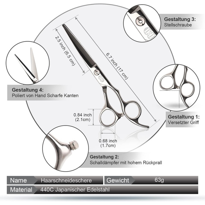 Професійний набір фенів CIICII: фен для волосся та фен для бороди (6,7 дюйми) для чоловіків, жінок та домашнього використання. Чорний та срібний