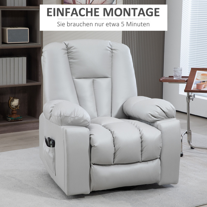 HOMCOM Power Lift TV Chair with Assistance, Reclining Chair with Lie-flat Function, Vibration Massage, Spring Pocket Coil Massage Chair | Aosom