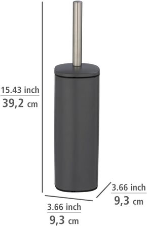 Набір для туалету WENKO Alassio: щітка для унітазу з висувним тримачем, змінна головка 8,5 см, чорний метал, 9,3 x 39,2 x 9,3 см, матовий сірий