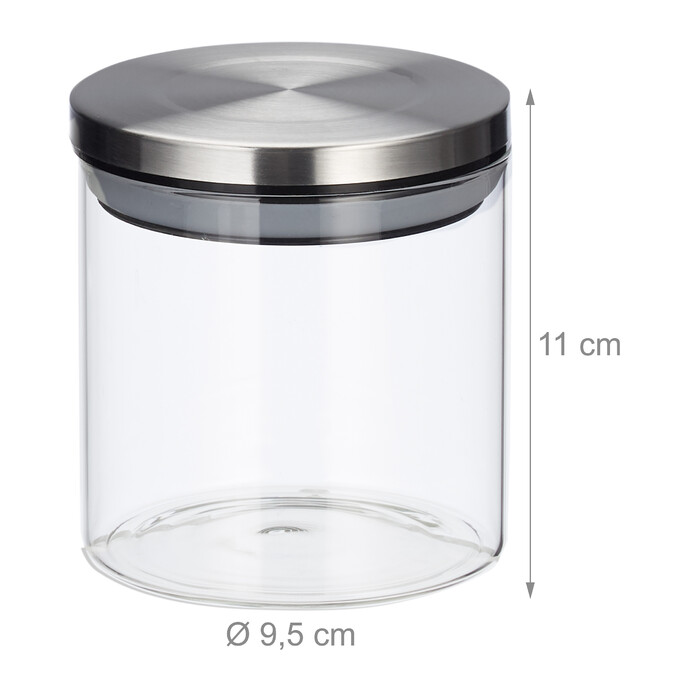Relaxdays Storage Jars, Set of 3, each 380 ml