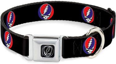 Нашийник для собак Buckle-Down з пряжкою Steal Your Face Repeat - чорний, 1 дюйм, розмір 15-26 дюймів