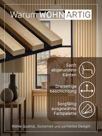 Акустичні панелі для стін на фетрі, дуб Windsor 280, 275x54 см (набір 2 шт. 275x27 см), 1.485 м²