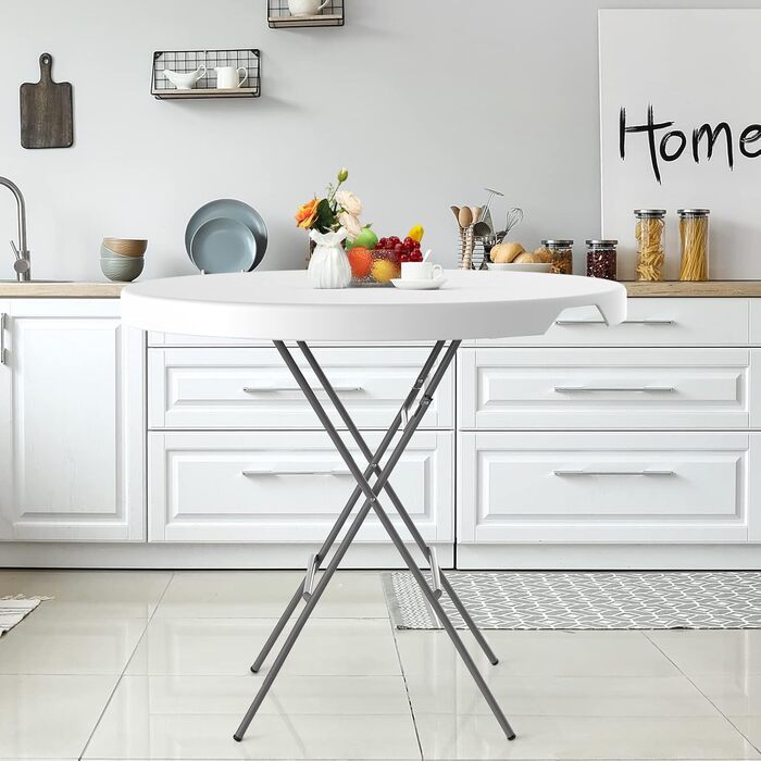 Складний стіл HollyHOME квадратний 87 см для кемпінгу, саду, балкона, кухні, вечірок - білий
