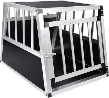 Кія для собак, переноска для собак, алюмінієва переноска для авто, переноска для дому, переноска для малих/середніх собак та котів 54x69x51 см з безпечним замком, легка та стабільна, чорна