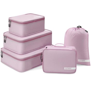 Органайзер для валізи Cipway, 5 шт. Кулічки для одягу для подорожей, нейлон, сірий (5шт, м'ятно-рожевий)
