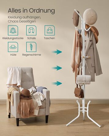 SONGMICS 182 cm Height Wardrobe Rack, Stable Metal Clothes Rack, White, RCR19W (53.5 x 53.5 x 178H cm, Pearl White)