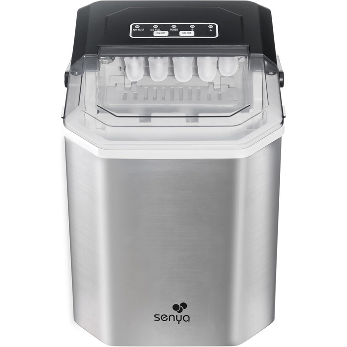 Машина для приготування льоду SENYA – 2 розміри кубиків, 12 кг/24 год, бак 1,3 л, LED-дисплей, інфрачервоне виявлення, нержавіюча сталь
