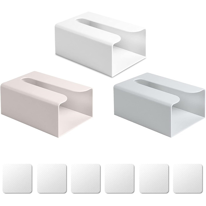 Tissue Box Cosmetic Bags Storage Box for Tissues Tissue Box Holder Wall-Mounted Tissue Box Suitable for Office, Bedroom, Bathroom, Toilet, Kitchen (3pc)