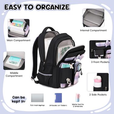 Шкільний рюкзак для дівчаток 3 в 1: рюкзак, ланчбокс, пенал. Чорний, для 3-5 класів